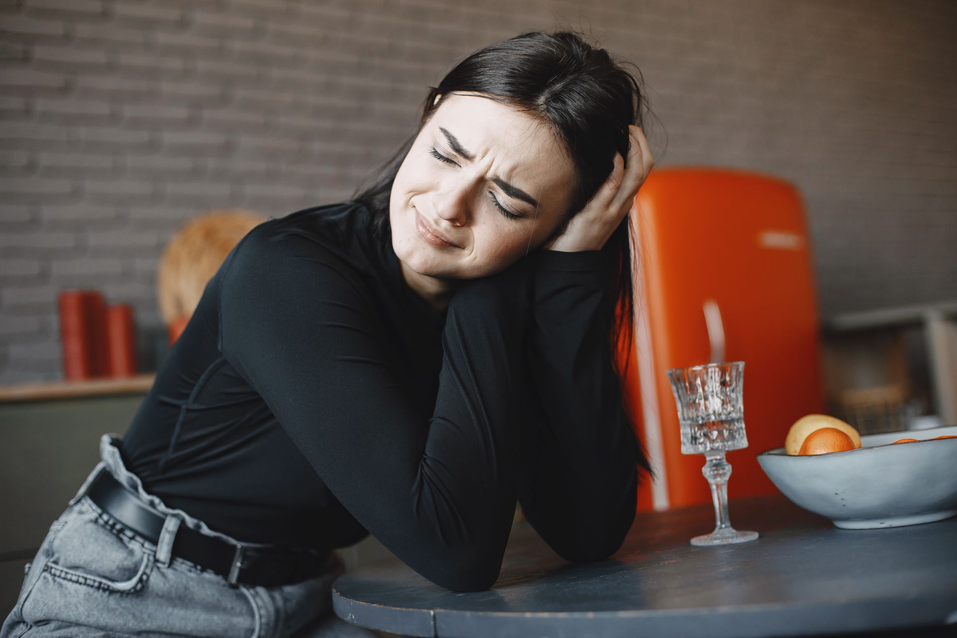 Person resting couch tired