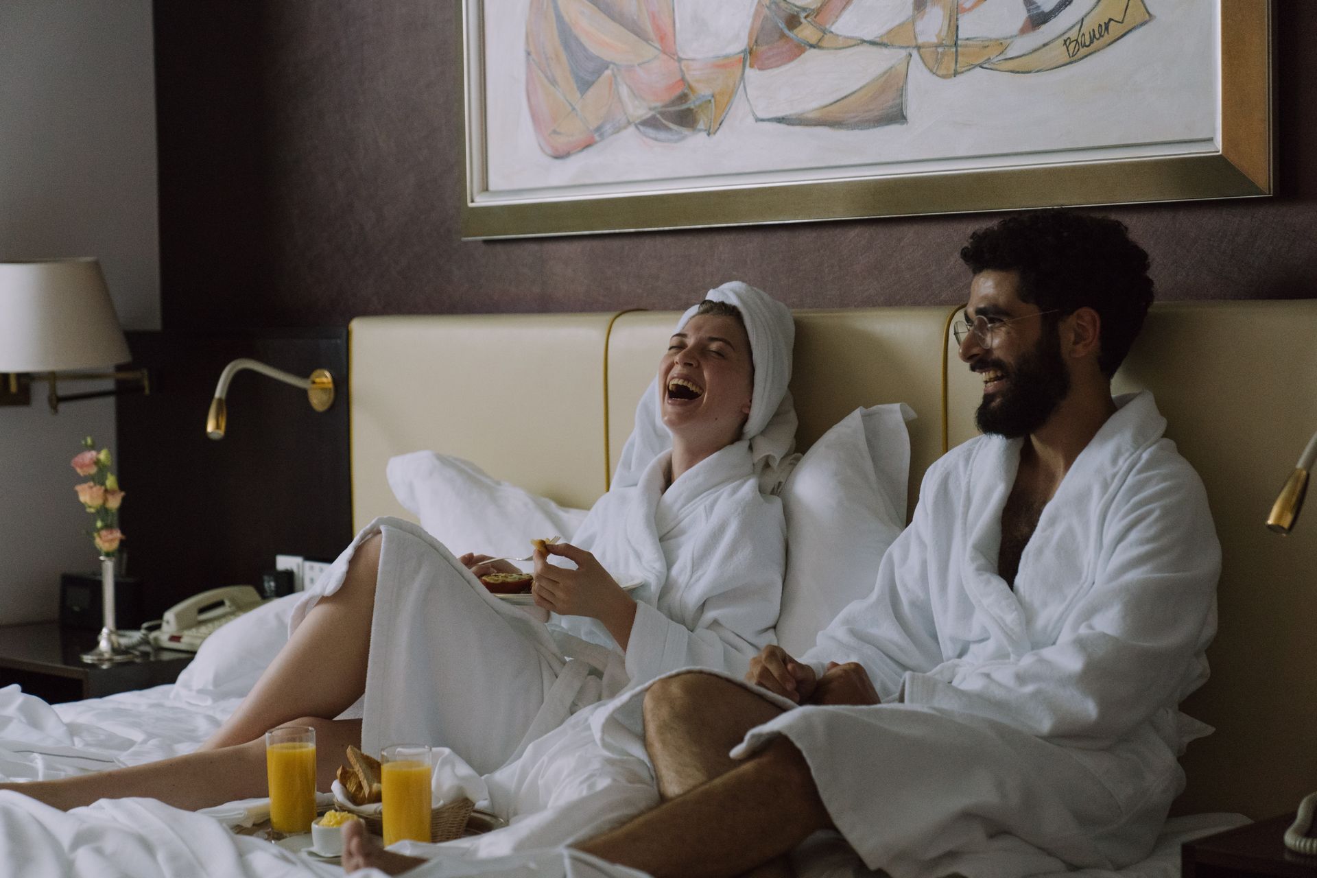 Couple laughing together